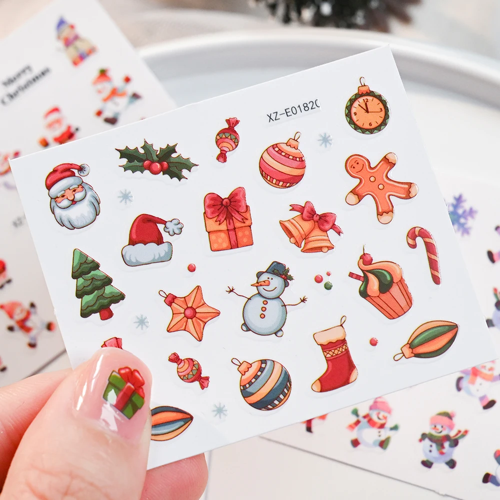 30 個 3D 漫画クリスマスネイルステッカーサンタクロース雪だるま雪の結晶ヘラジカクリスマスツリーネイルデカール冬ネイルアートデコレーション 1