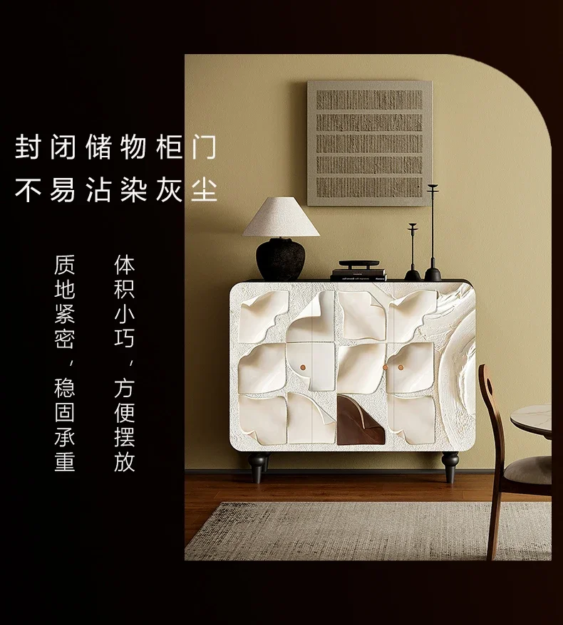 HHModern كريم نمط خزانة جانبية خشب متين جدار خزانة مدخل رسمت