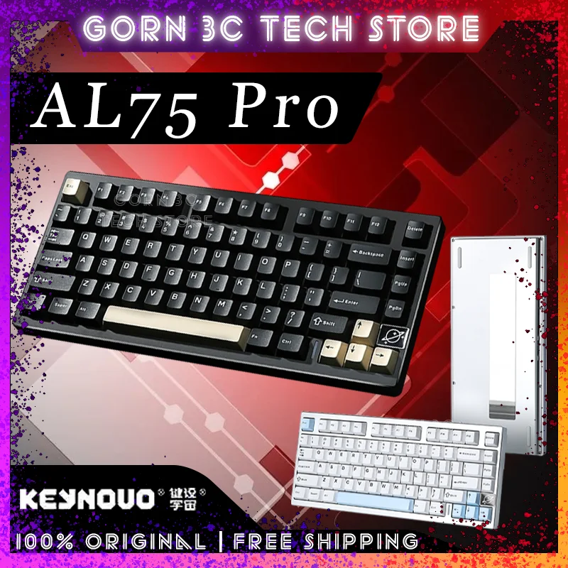 KEYNOUO YUNZII AL75 PRO Mechanical Keyboard Tri-mode Aluminum Alloy Hot Swap Gasket Structure Customized Pc Gamer Accessory Gift