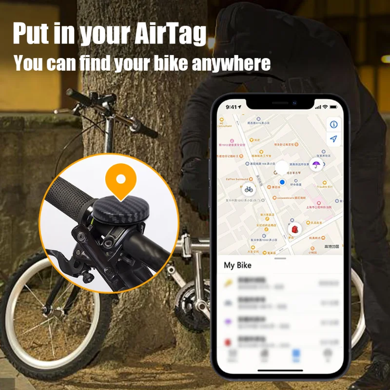 Per Apple AirTag Cover antifurto per bicicletta GPS Tracking Locator Mount Bike Holder Cover protettiva in fibra di carbonio per AirTag