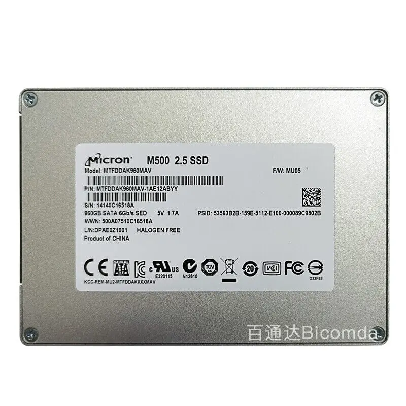 

Micron M500 960GB SSD SATA MTFDDAK960GMAV Solid State Drive MU05 6Gb/s SED