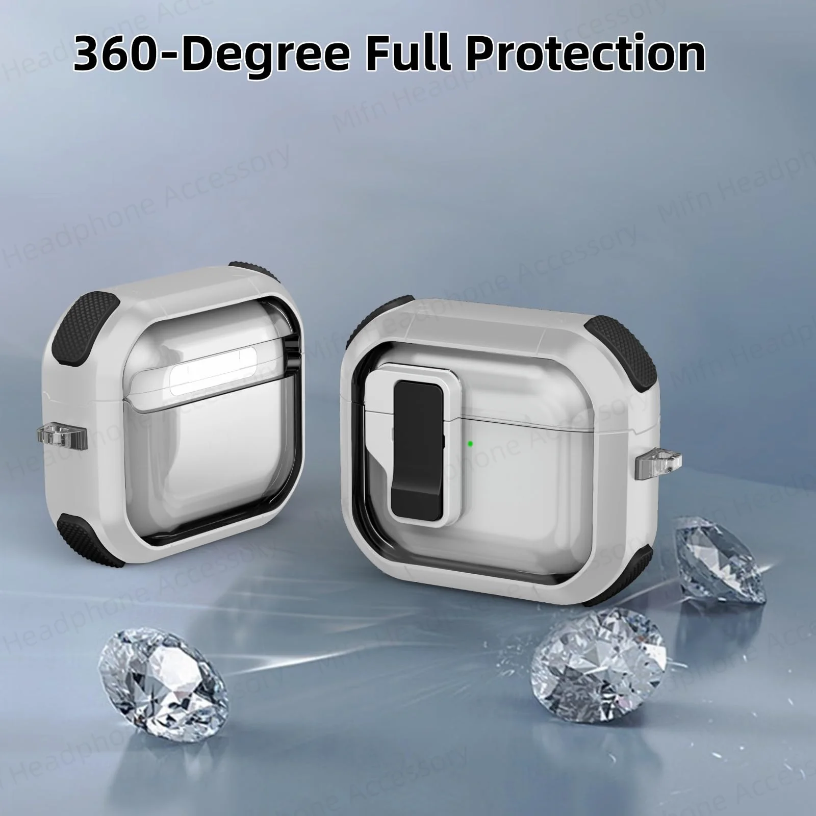 Funda de bloqueo seguro para AirPods 4, funda protectora a prueba de golpes con Kit de limpieza, llavero con cordón para hombres y mujeres, funda para Airpods 4 ANC