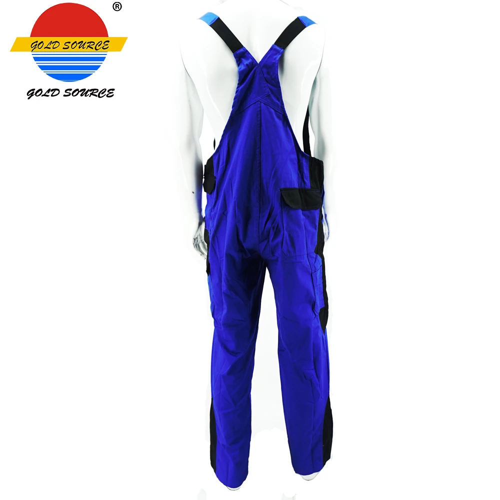 men's cargo work bib trousers outdoor casual durable blue overall