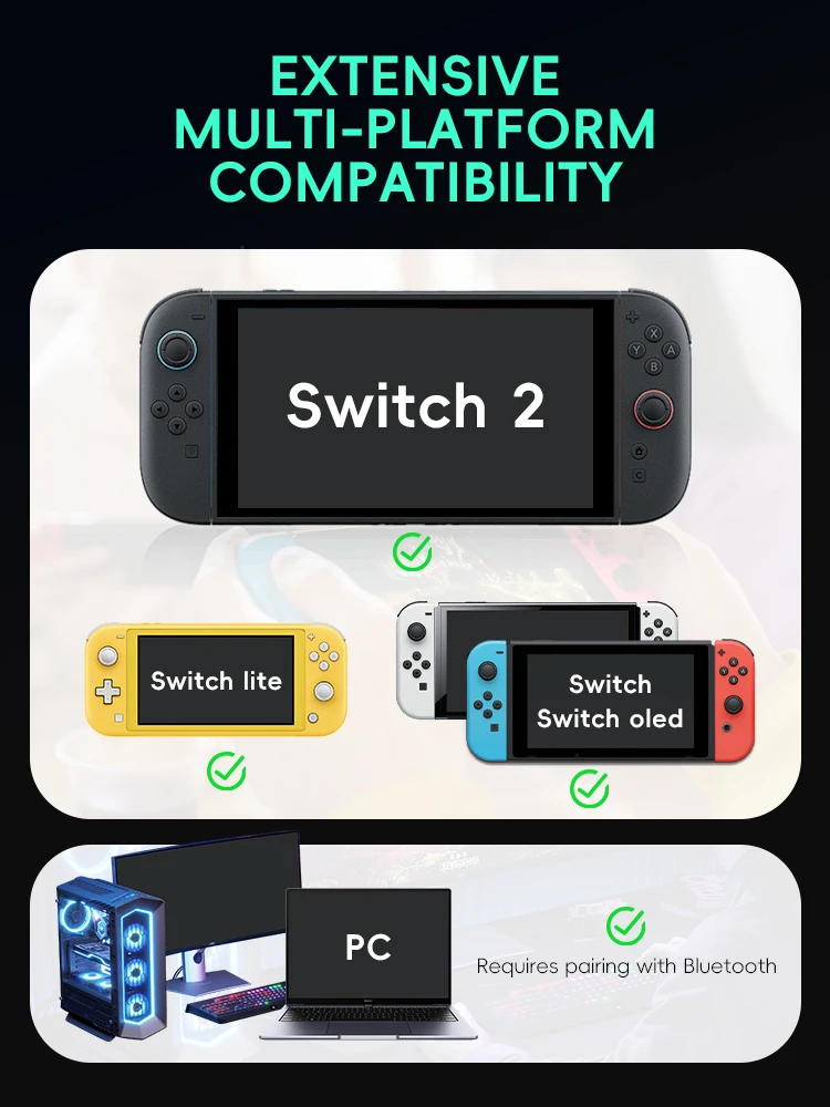 DATA FROG ワイヤレススイッチプロコントローラー Switch/Switch OLED プログラマブルジョイスティック PC ゲームパッド Switch 2 用