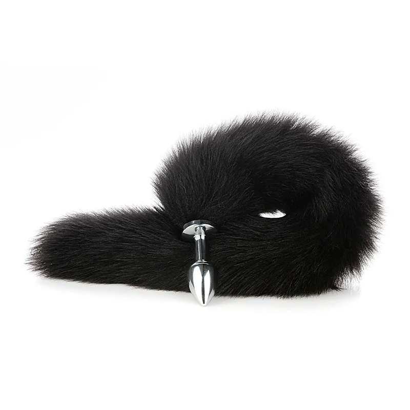 Black 40cm Detachable Fox Tail with Smooth Metal Anal Plug Sex Toys for Women Gay Couples Erotic Bdsm Butt Plug Adult Sex Shop