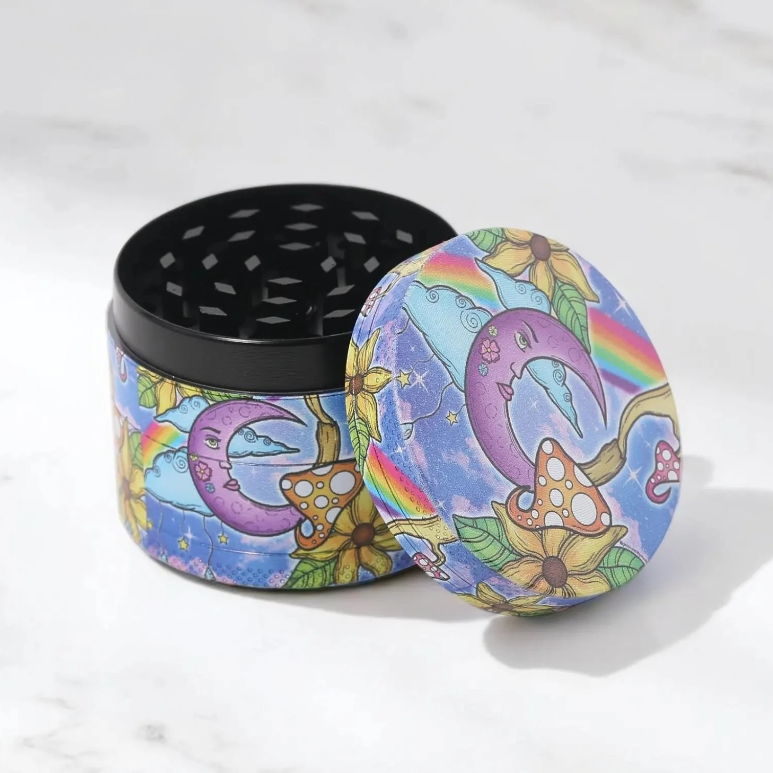 1/2 قطعة مطحنة أعشاب الشمس على شكل قمر أرجواني وصينية لف #4