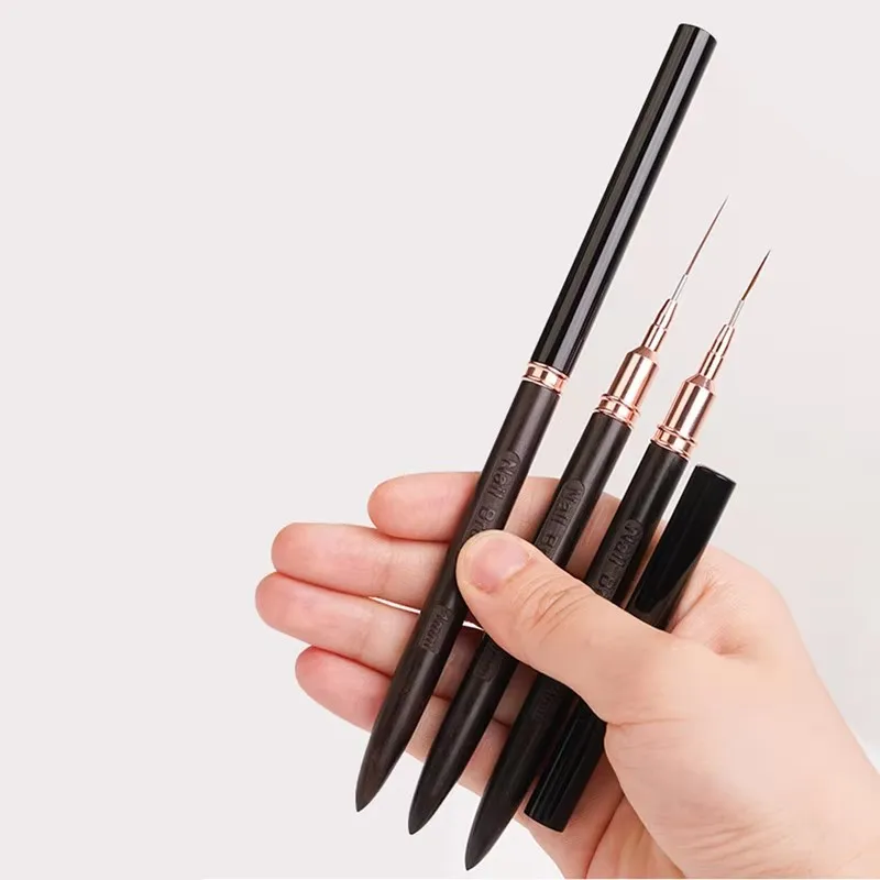 1/5PCS Sandelholz Griff Kunst Liner DIY Malerei Pinsel Zeichnung Linien Streifen Blume Malerei Stift UV Gel Pinsel