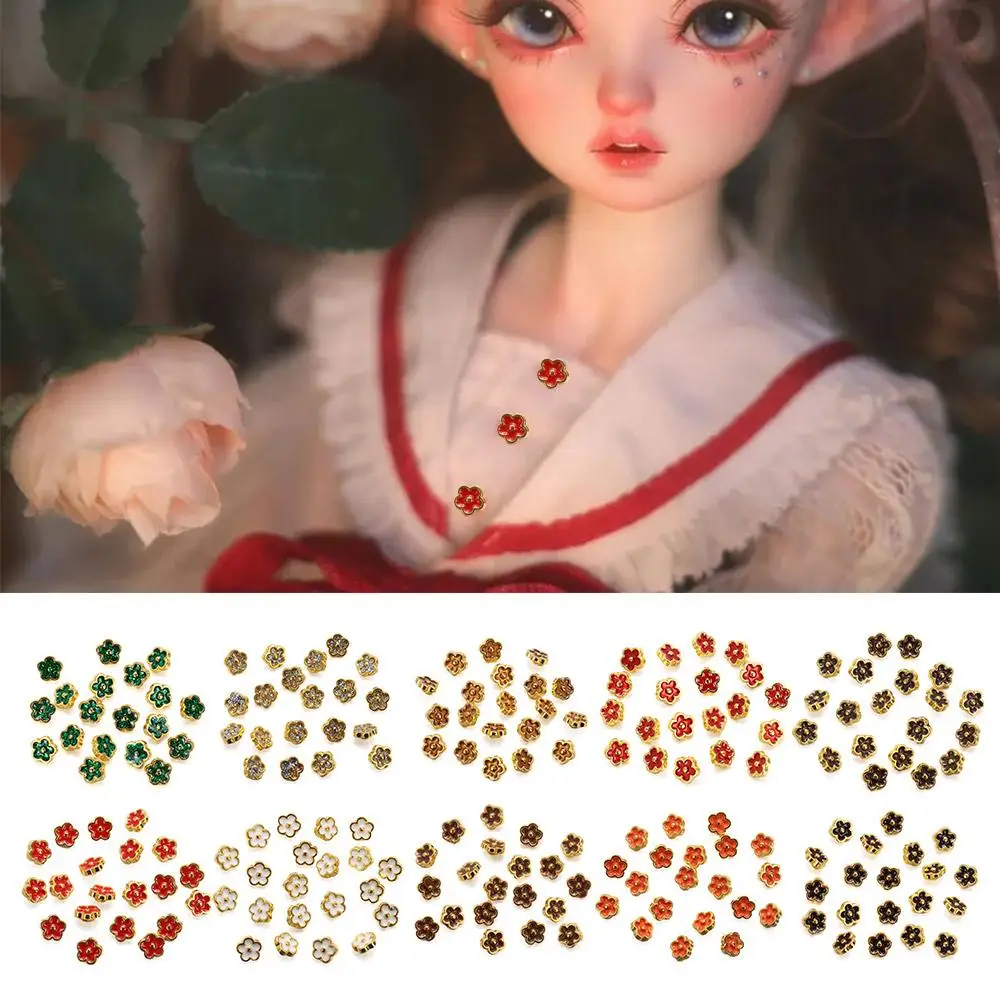 20PCS 5.5mm Doll Clothes Flower Buckles DIY Doll Clothes Mini Cartoon Buttons Colors Metal Buckles For 1/6 Doll Accessories