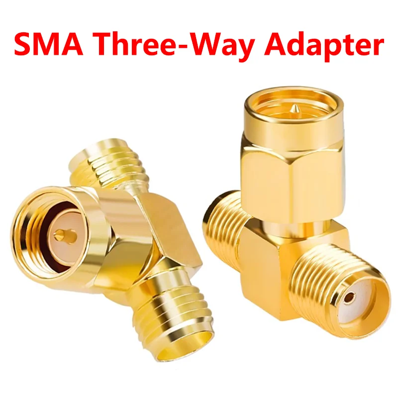 

5/20PCS T Type SMA Male Plug to Two Double Female Jack Connector SMA Splitter Tee Coaxial Adapter Antenna Converter Gold-Plated