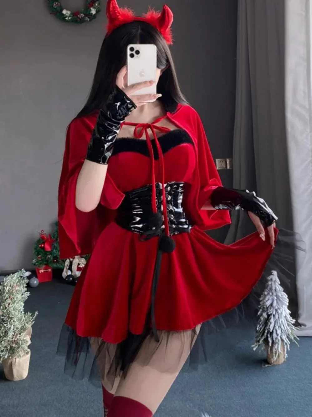 

Sexy Devil loween Costume Dr Club Host Stage Performance Outfit by 2025 Nylon Blend Traditional Ch...