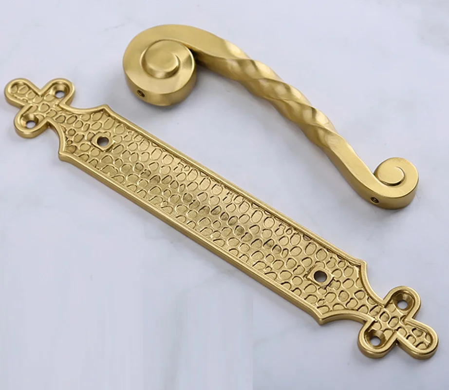 1Pc Solid Brass Twisted Gothic Cross Style Door Handle Pull