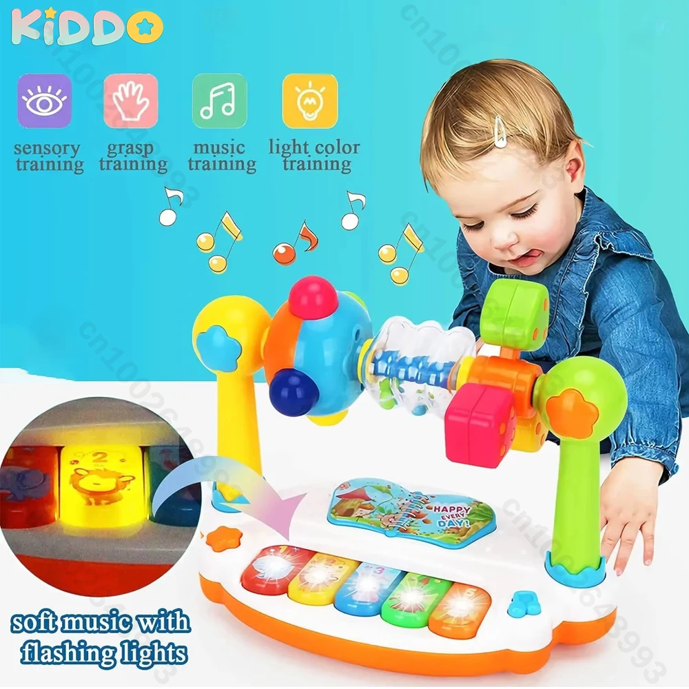 Jouets pour bébé, Piano musical rotatif avec son léger, jouets éducatifs de 1 2 3 ans, clavier sonore d'animaux, jeu de noël pour enfants