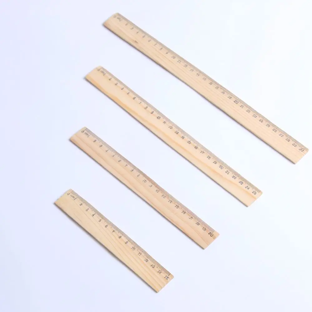 Eco Friendly Wood Ruler Precise Dual Side Scale Straight Measuring Tool Drafting Stationery For School Home Office Daily Use