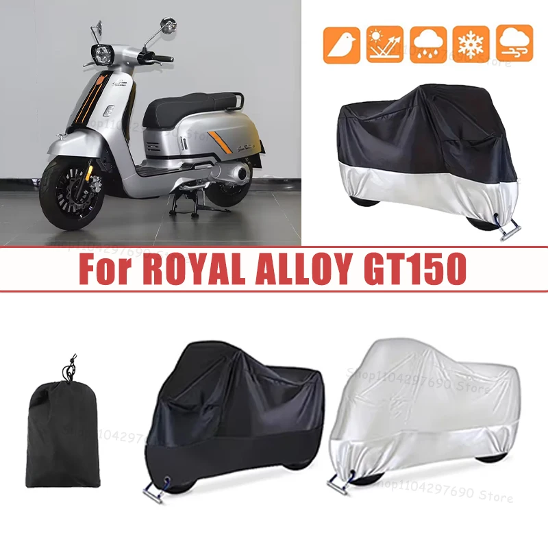 210D Oxford Motorcycle Cover Waterproof All Season UV Protection For ROYAL ALLOY GT150 Anti-Tear Windproof Motorbike Cover