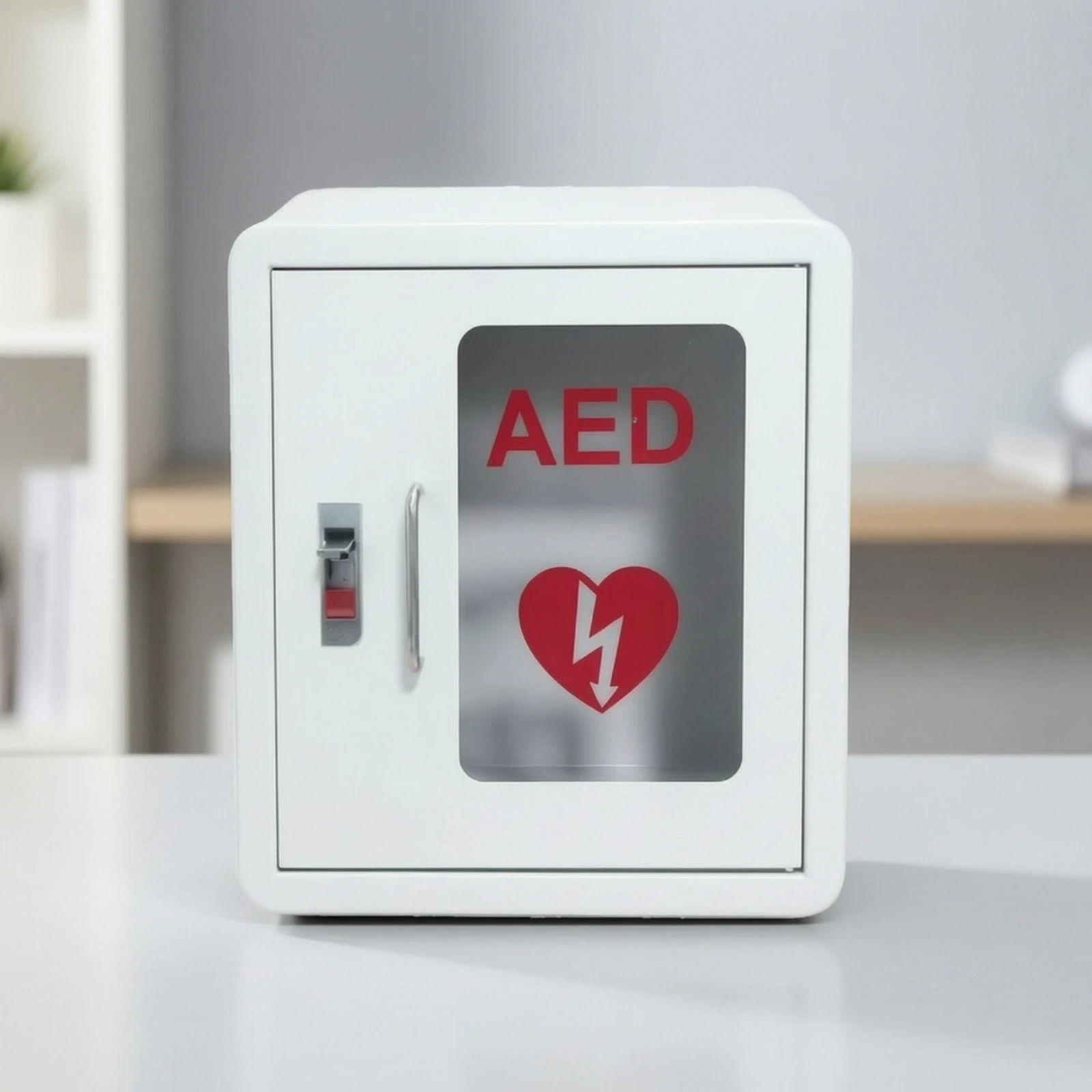 

AED Cabinet with Window Stainless Steel Wall-Mounted AED Box Defibrillator Storage Cabinet Secure Wall-Mounted Box Lockable