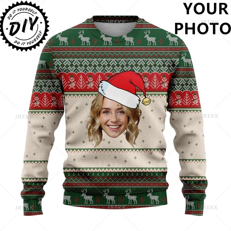 Custom Christmas Sweater for Women, Photo Custom Ugly Christmas Sweater Mens Funny Xmas Sweatshirt