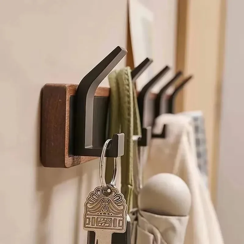 

Multiple Hooks Wood Coat Rack Portable Single Row Clothes Hanger Wall Entrance Hall Coat Rack Morden Storage Room Furniture Gift