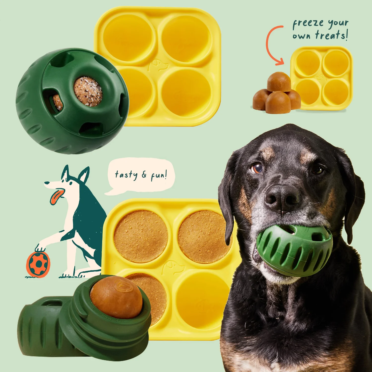 New Treat Tray Mold Silicone Molds for Dog Treats Dishwasher Safe Reusable Long-Lasting Dog Toy to Keep Your Pup Distracted