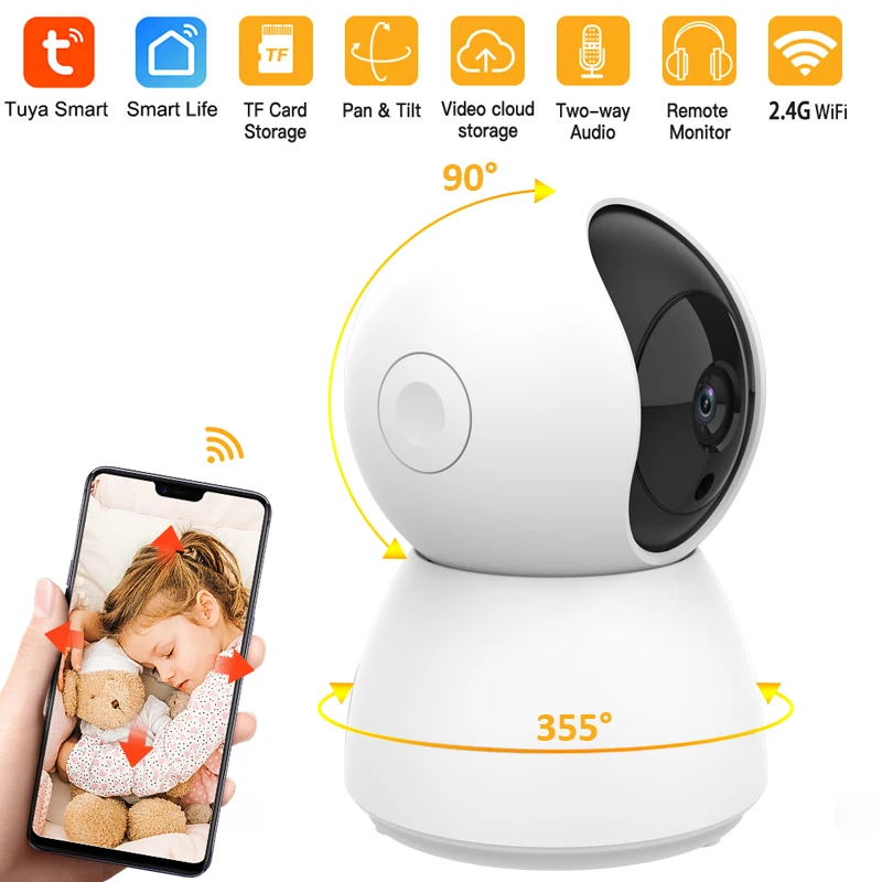 Tuya WIFI IP Camera Baby Monitor Surveillance Camera Automatic Tracking Night Vision Home Security Indoor Wireless Smart Life