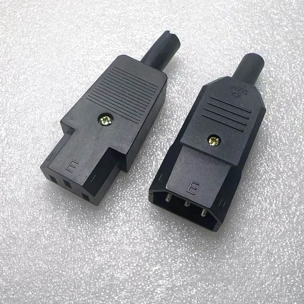

C14 C13 Straight Cable Male Female 3 Pin Screw Mount Inlet AC Power Socket Plug Adapter Connector AC 250V 10A Black
