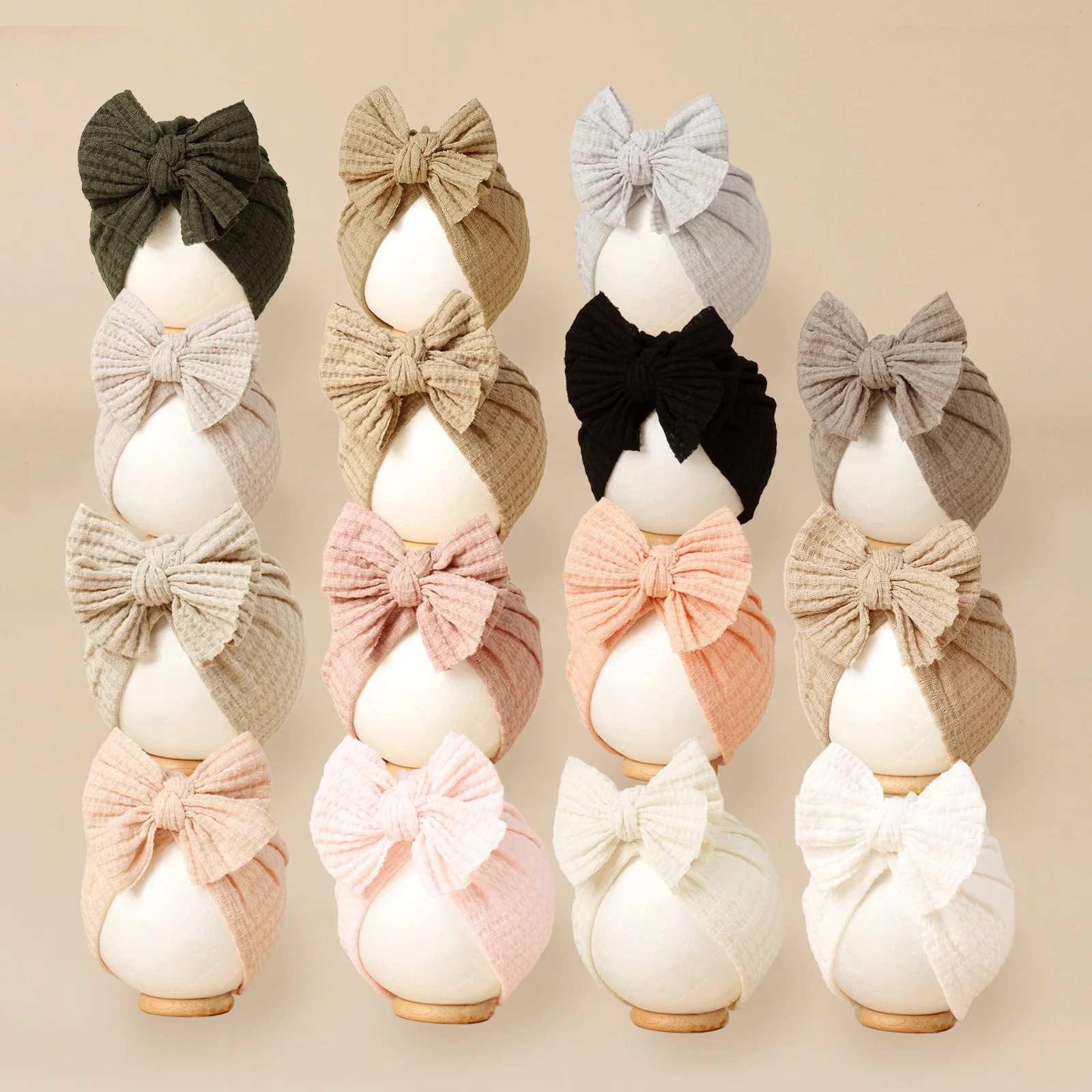 

Lovely Bowknot Knitted Baby Hat Cute Solid Color Baby Girls Turban Hat Soft Newborn Infant Cap Accessories Beanies Head Wraps