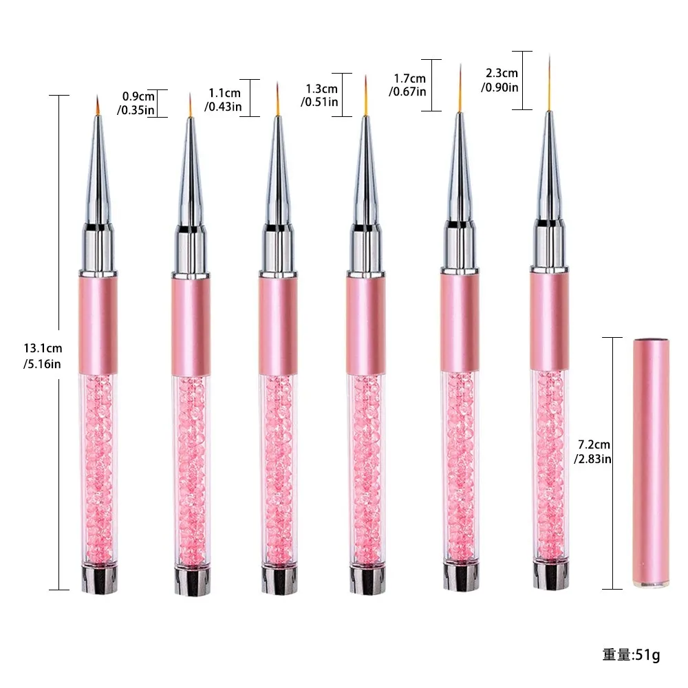 6-teiliges Nail-Art-Pinsel-Set – Liner-Pinsel für Gel-Nagellack-Design, kleine Detail-Zeichenstifte 2026