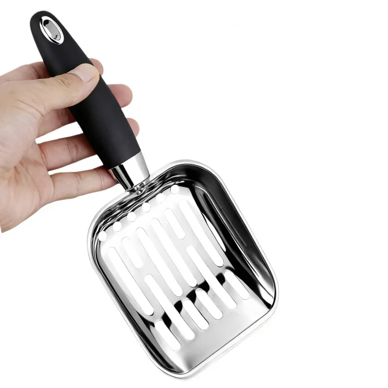 Stainless Steel Pet Litter Scoop - Large Holes Quail/Walnut/Beach Sand Shovel, Cat Poop Cleaner, Pet Cleaning Tool