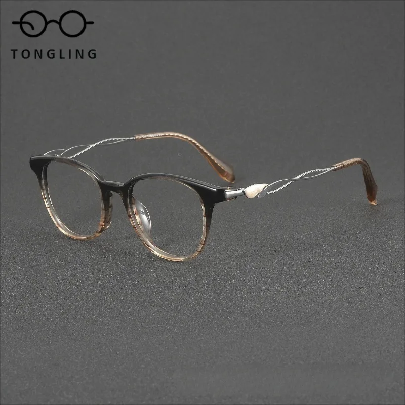 

2026 Top Quality Acetate Titanium Glasses Men Optical Prescription Eyewear Women Anti Blue Light Computer Screen Filter Glasses