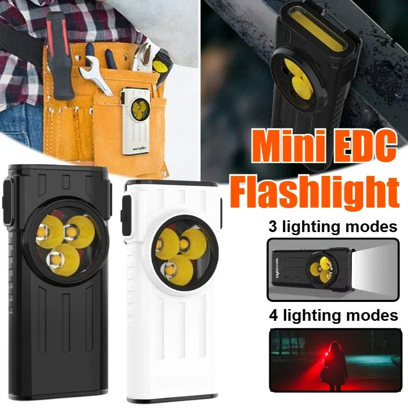 

LED Pocket Light Flashlight Keychain Torch Type-C Rechargeable Lightweight Work Lamp with Magnet for Camping Hiking Emergency