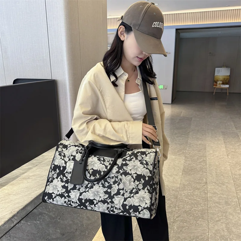 Literary Style Medium Size Luggage Carrying Bag Floral Fashion Women Travel Weekend bag Promotion Big Woman Hand Fitness bag