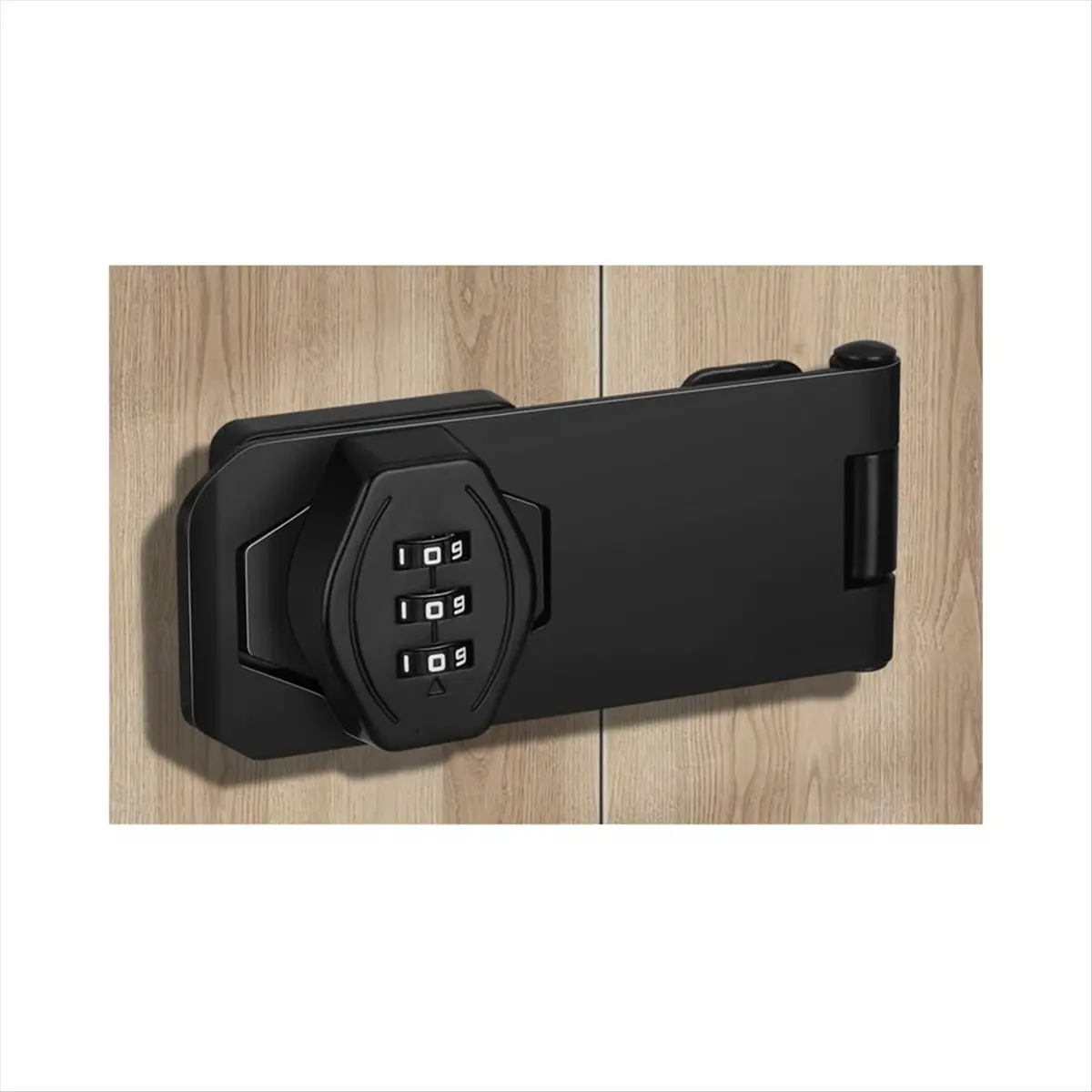 Zamek do szafki AT16, bezkluczykowy, z 3-cyfrowym kodem kombinacyjnym, zatrzaskowy, z pokrętłem, do drewnianych szuflad i szafek (czarny, 10 cm)