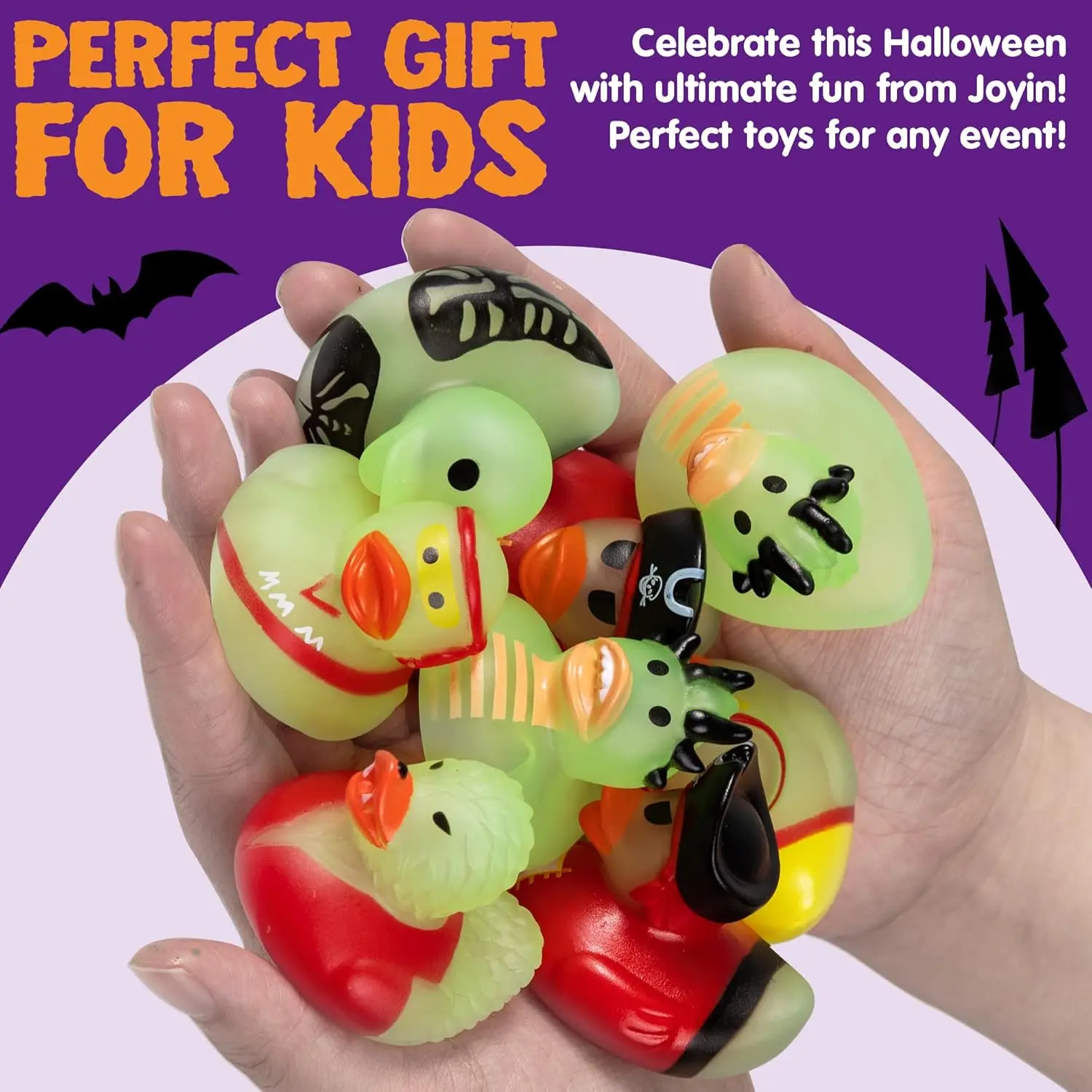 Halloween Rubber Duck Glow in The Dark with 6 different character for Halloween Decor,Trick or Treat present,Goodie Bag Filler