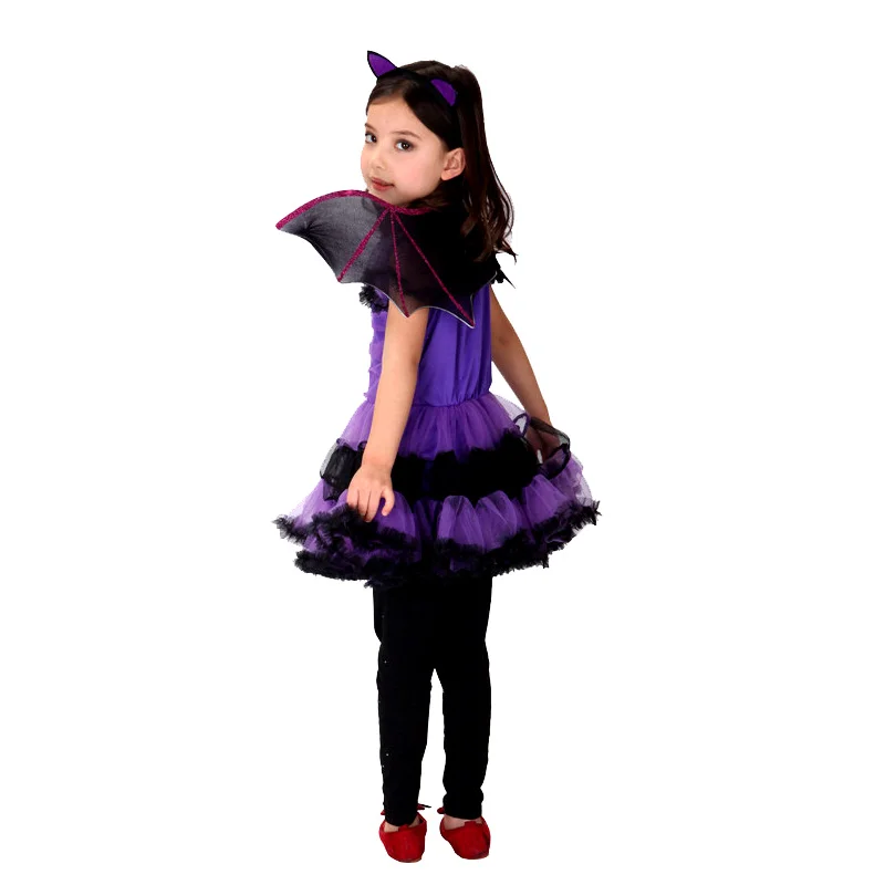 Halloween Fancy Masquerade Party Purple Bat Girl Costume bambini Cosplay puntelli Dance Dress Costumes For Kids Dress Girl Gift