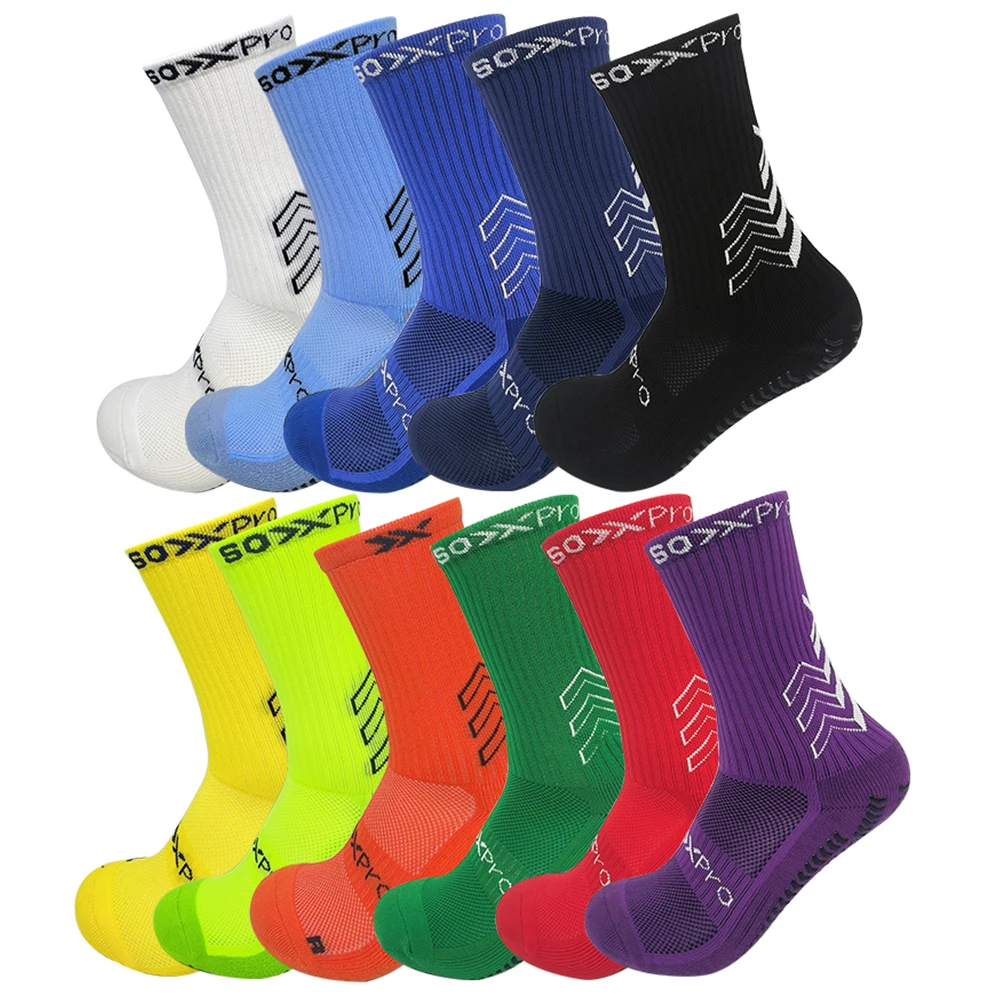 2 pairs of anti slip football socks in different colors sports socks with anti slip silicone soles football outdoor sports socks