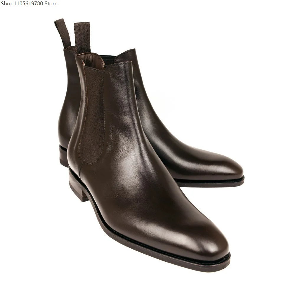 Men British Chelsea Ankle Boots Pointed Stitching 2026 Winter Outdoor Daily Cosplay Holiday Comfort Leather Fashion Footwear