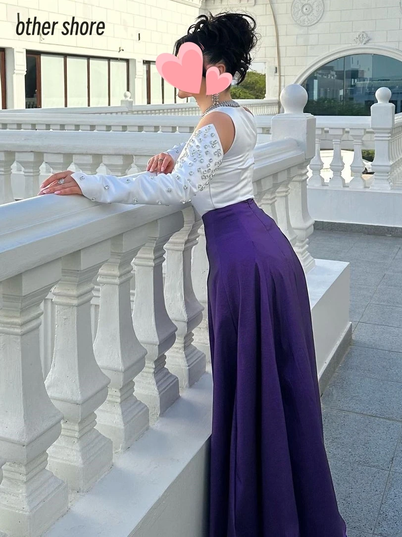 Other Shore Elegant Vintage Sweet Sexy Ivory Purple Crystal Spring Customize Formal Occasion Prom Dress Evening Party Gowns