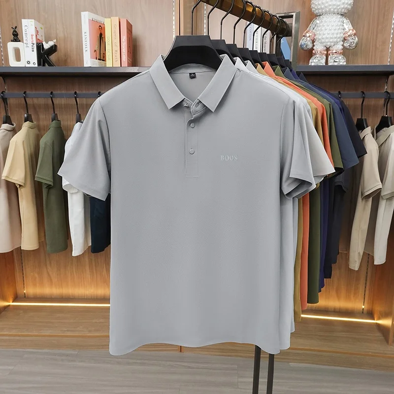 Sommermode Herren Kurzarm-Poloshirt mit Kragen, Knöpfen und Buchstabenprägung, Lässig, Atmungsaktiv, Minimalistisch, Einfarbig, Herrenbekleidung – Detail 25