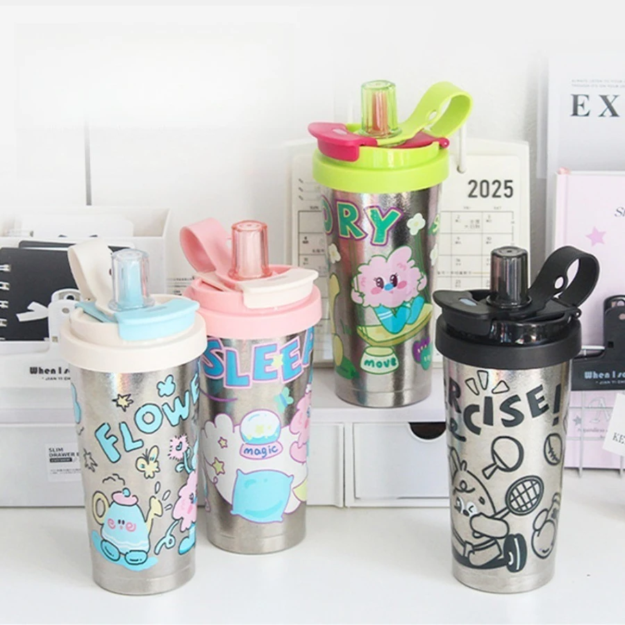 

High-quality double drinking straw insulated coffee cup water cup large capacity portable water cup for men and women gift