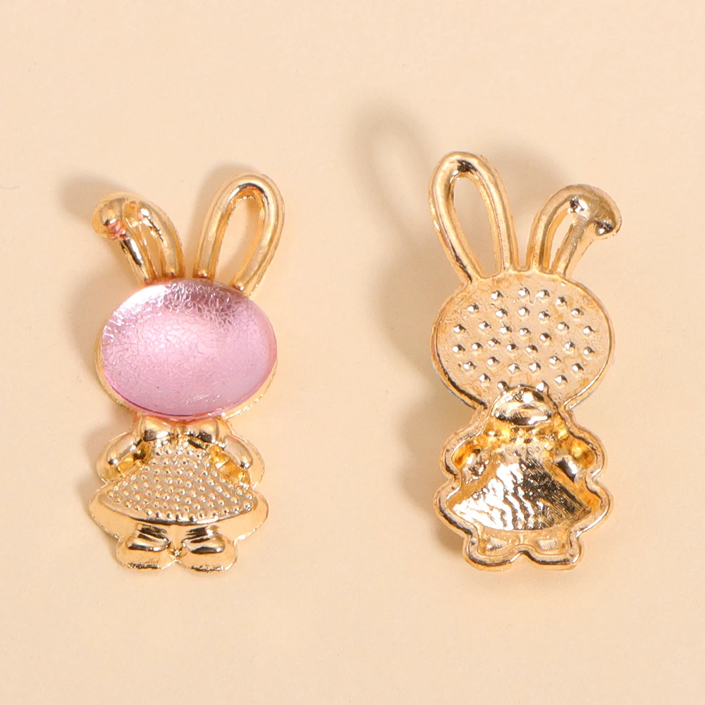 10Pcs Mode Bunte Kristall Kaninchen Anhänger Für Frauen Schmuck Machen DIY Tiere Charms Halskette Schlüsselbund Handwerk Liefert – Detail 2