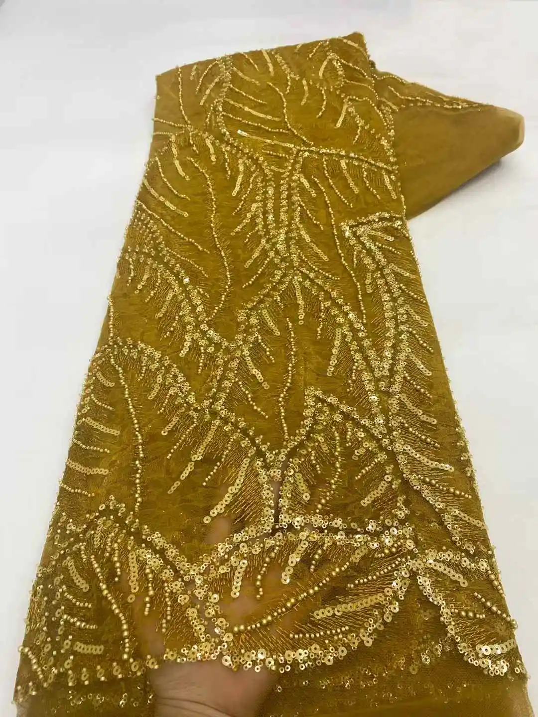 Роскошная французская сетчатая кружевная ткань с вышивкой бисером, африканская нигерийская кружевная ткань с блестками для свадебного платья, швейный материал,