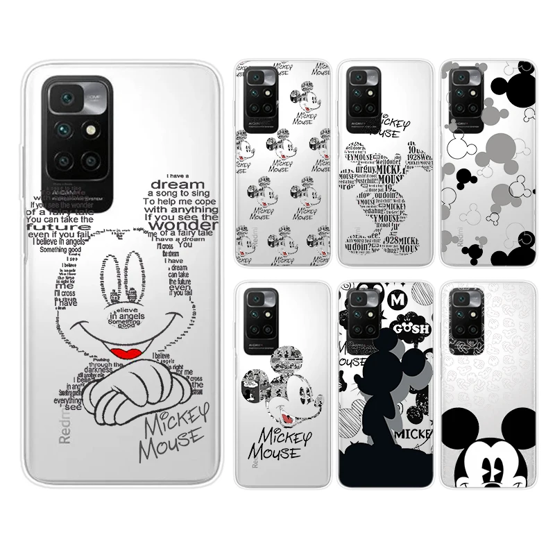 

Disney White Mickey Mouse For Xiaomi Redmi 12 12C 11 A1 Plus 10 10X 9T 9C 8 7 4G 5G Silicone Transparent Soft Phone Case