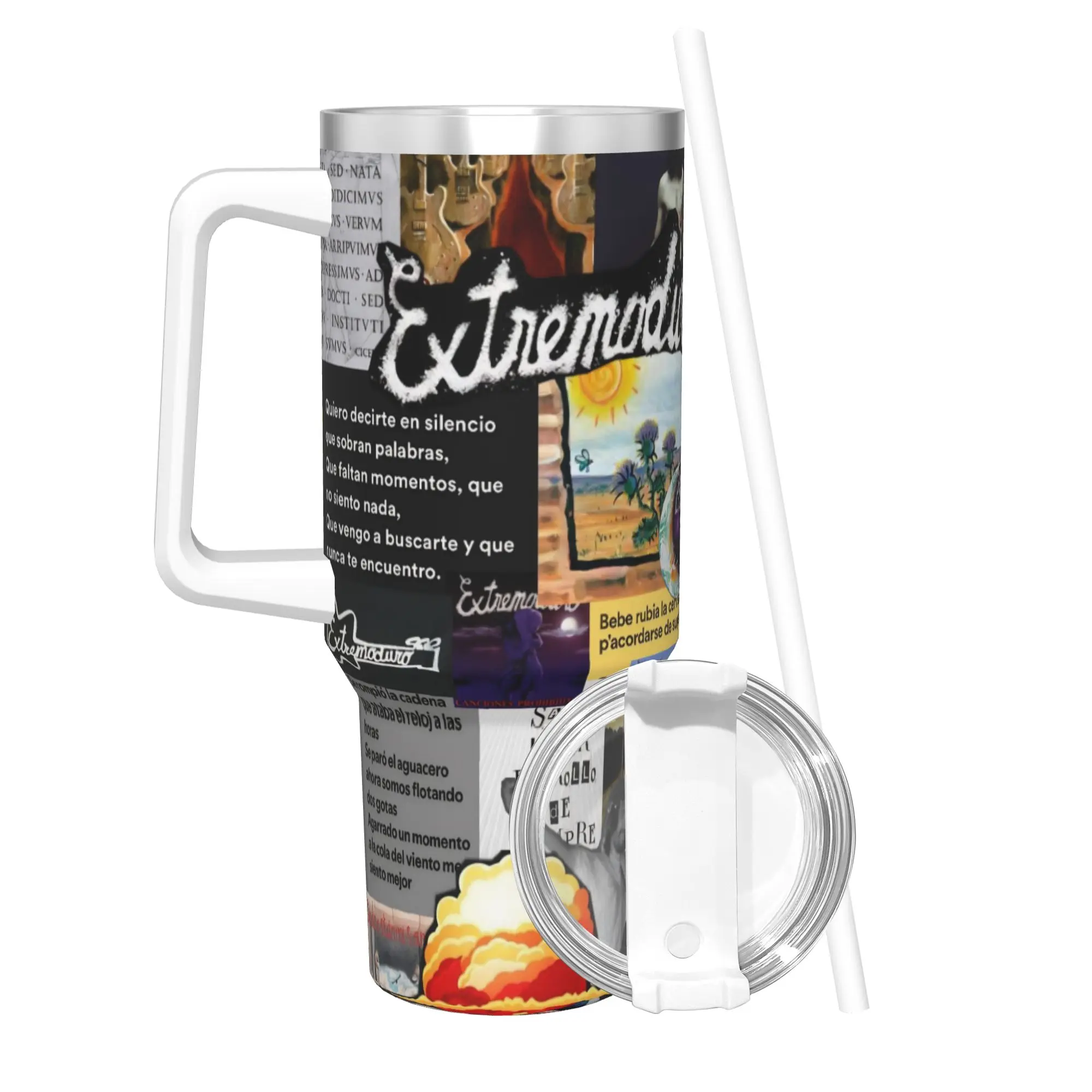 

Extremoduro Rock Band Tour Insulated Tumbler with Straws Lid Vacuum Thermal Mug Outdoor Travel Car Bottle Cup 40oz