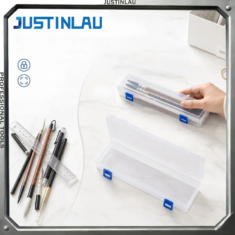 

JUSTINLAU 1PC Multi Functional Transparent Hand Tool Storage Box for Art Tools/Watercolor Pen/Watercolor Oil Painting Pen Box