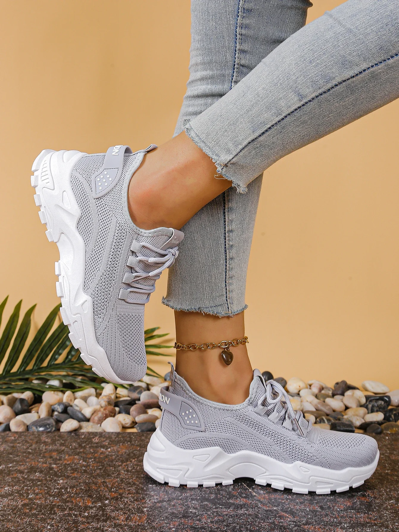 Atmungsaktive Strick-Sneaker, Modische, Bequeme, Rutschfeste Schuhe mit Weicher Sohle für Damen, Outdoor-Wanderschuhe, Kostenloser Versand – Detail 12