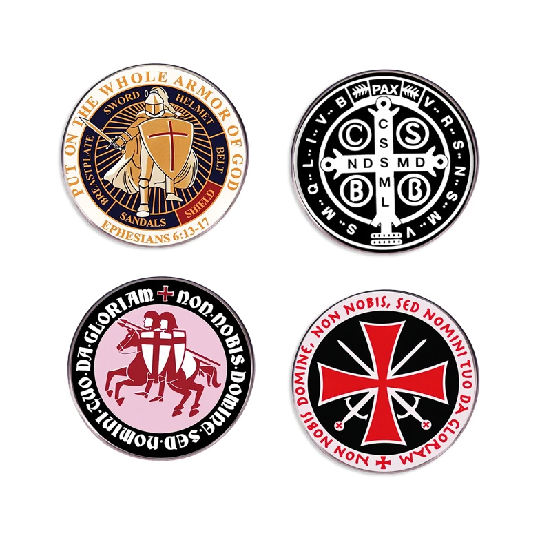 Broche de los caballeros templarios, Pin cruzado de los caballeros del templo, insignia de Metal, bolsa de ropa para hombre, accesorios, joyería para amigos, regalo al por mayor