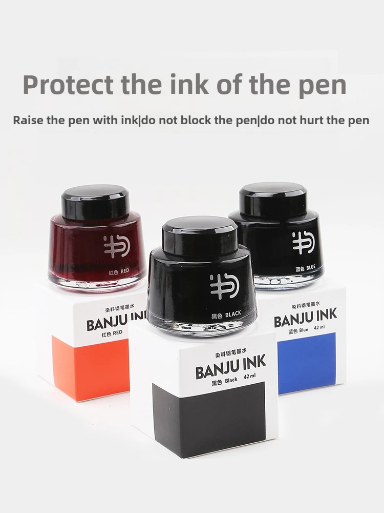 

BANJU Budo Series 42ml Fountain Pen Ink Large-capacity Black Non-carbon Dye-type Ink Blue-black Ink For JINHAO Majohn Stationery