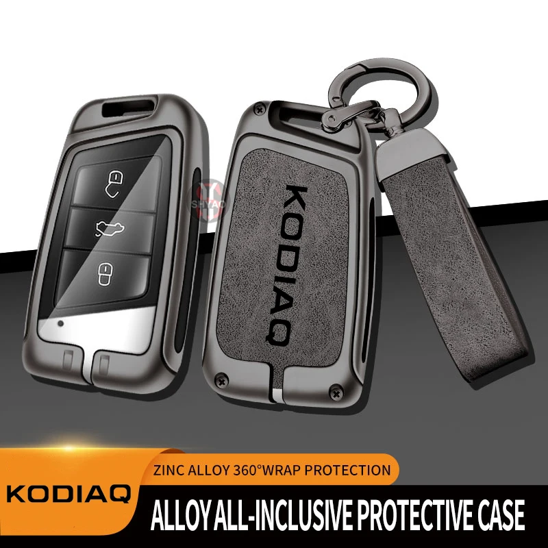 

Zinc Alloy Car Remote Control Key Case Cover Holder Shell Fob for Skoda Kodiaq Protection Key Chain Buckle Keyless Accessories