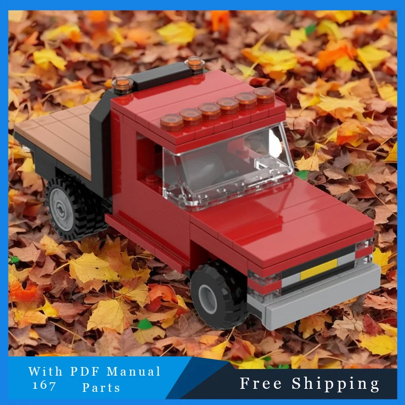 شعبية 167 قطعة شاحنة صغيرة حمراء الرجعية وحدات اللبنات نموذج لتعليم الأطفال لتقوم بها بنفسك تجميع لعبة هدايا عيد الميلاد عيد الميلاد #4