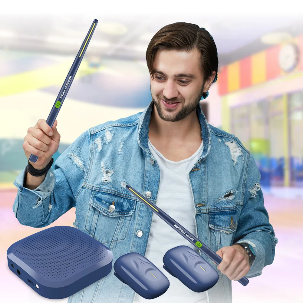 Set Drum Udara Virtual Pedal Stik Drum Drum Udara Virtual Elektronik Portabel Hadiah Profesional untuk Dewasa dan Anak-anak