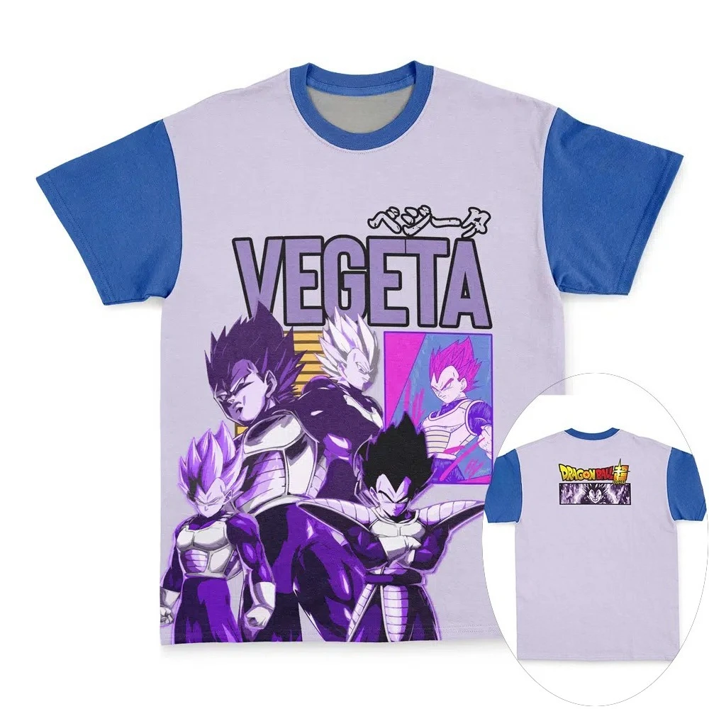 

2026 Summer Oversized Dragon Ball Tee, Vegeta All Forms 3D Print Polyester Retro Loose Sports T-Shirt Unisex for Adults Kids Y2k